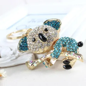 Koala with Blue Rhinestones Keychain