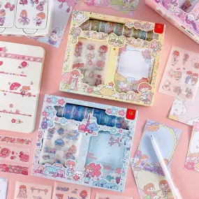 Little Girl and Cherry Blossom Themed Cartoon Scrapbook Kit