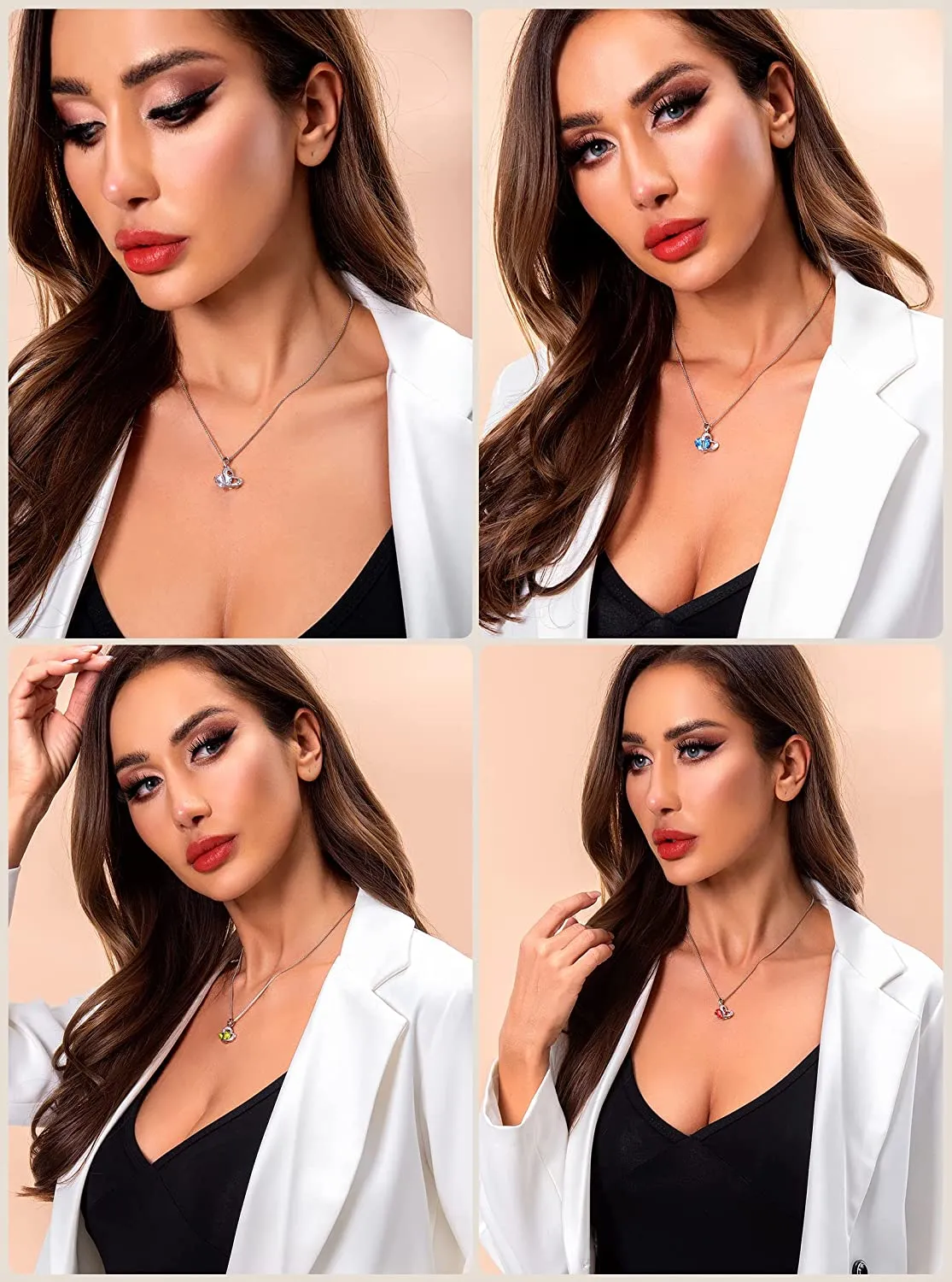 Love Heart Necklace for Women, 24K Real Platinum Plated Pendant Necklaces