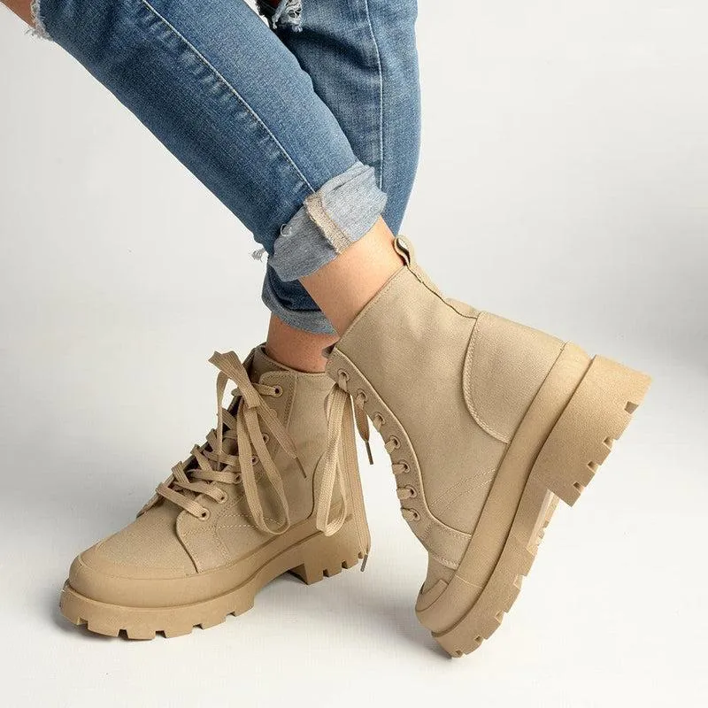 Madison Tiana Canvas Boot - Nude