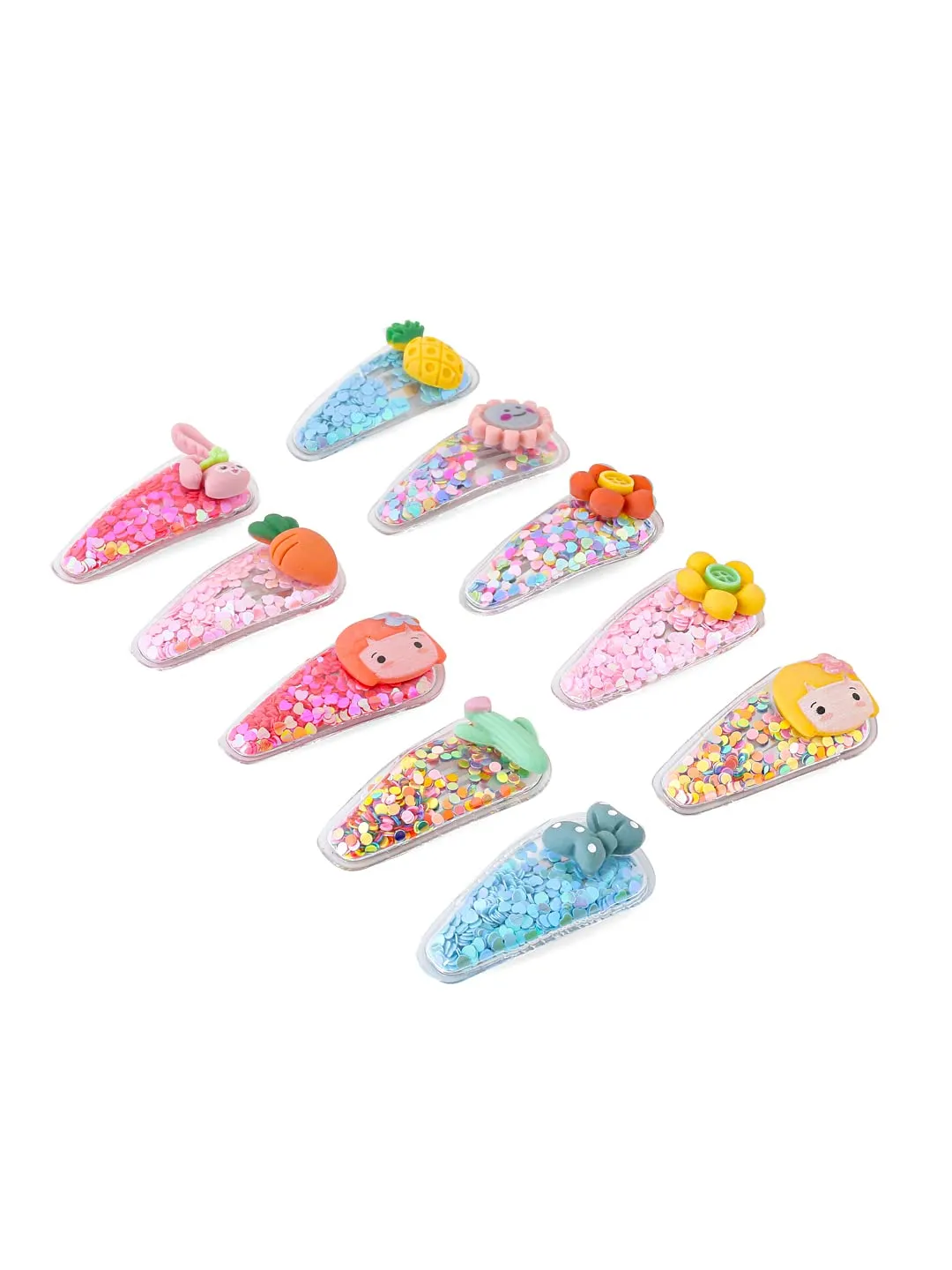 Melbees by Yellow Chimes Hair Clips for Girls Kids Hair Clip Hair Accessories for Girls Baby's 10 Pcs Glittering Cute Charactres Snap Hair Clips Tic Tac Clips Hairclips for kids Baby Teens & Toddlers