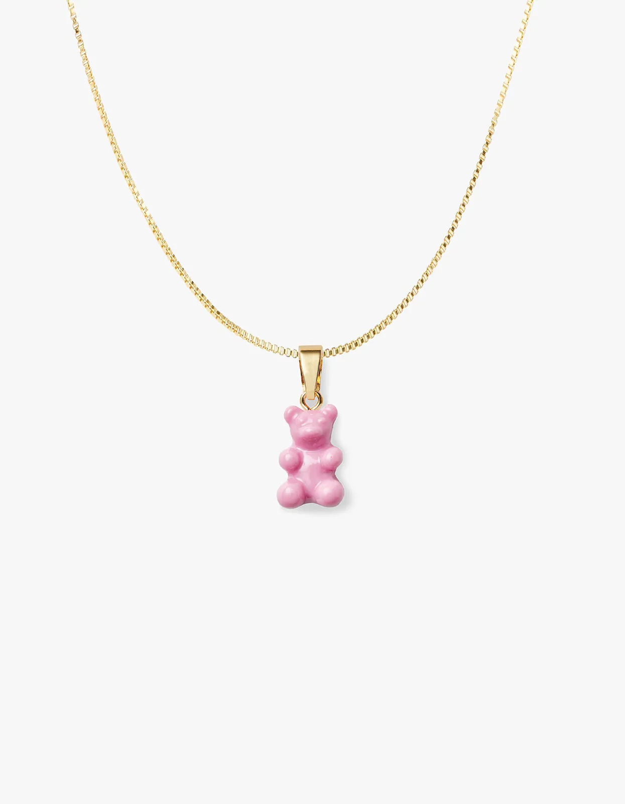 Nostalgia Bear Gold Chain Necklace - Candy Pink