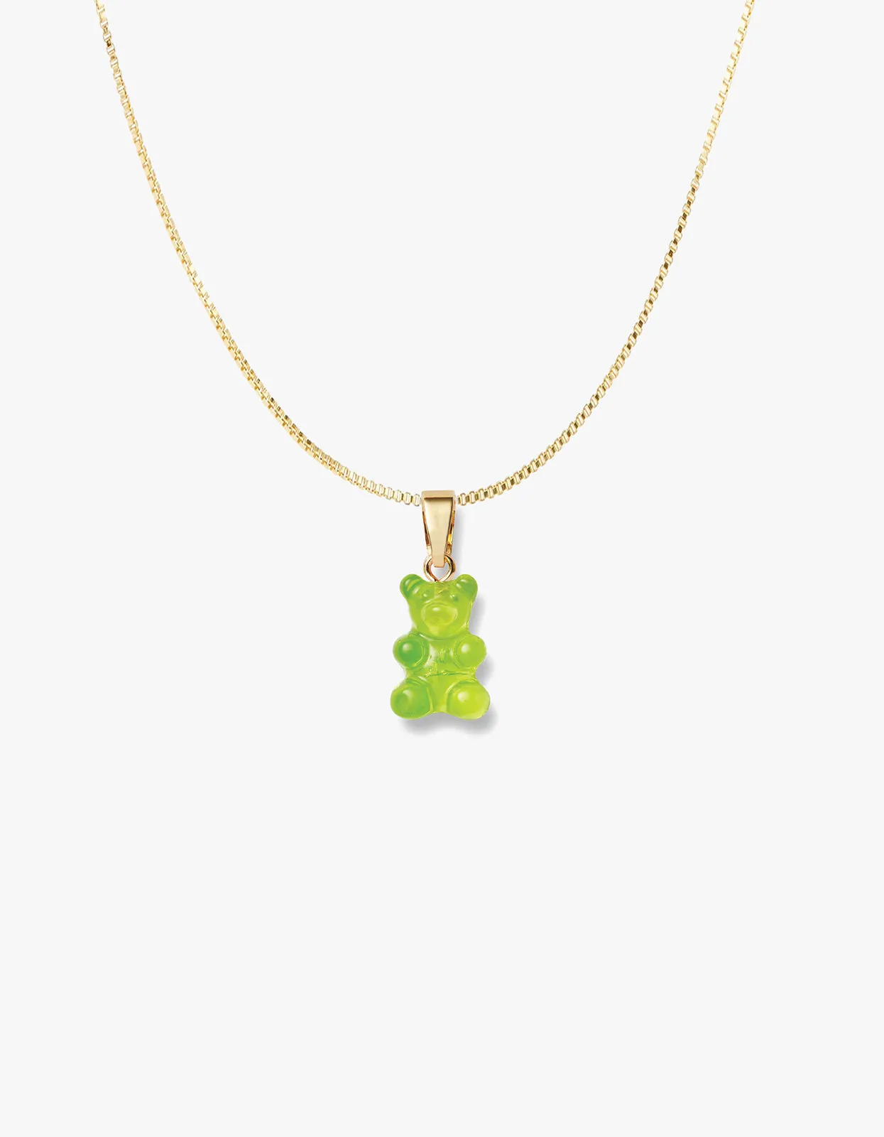 Nostalgia Bear Gold Chain Necklace - Lime