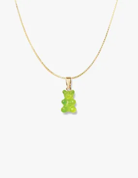 Nostalgia Bear Gold Chain Necklace - Lime