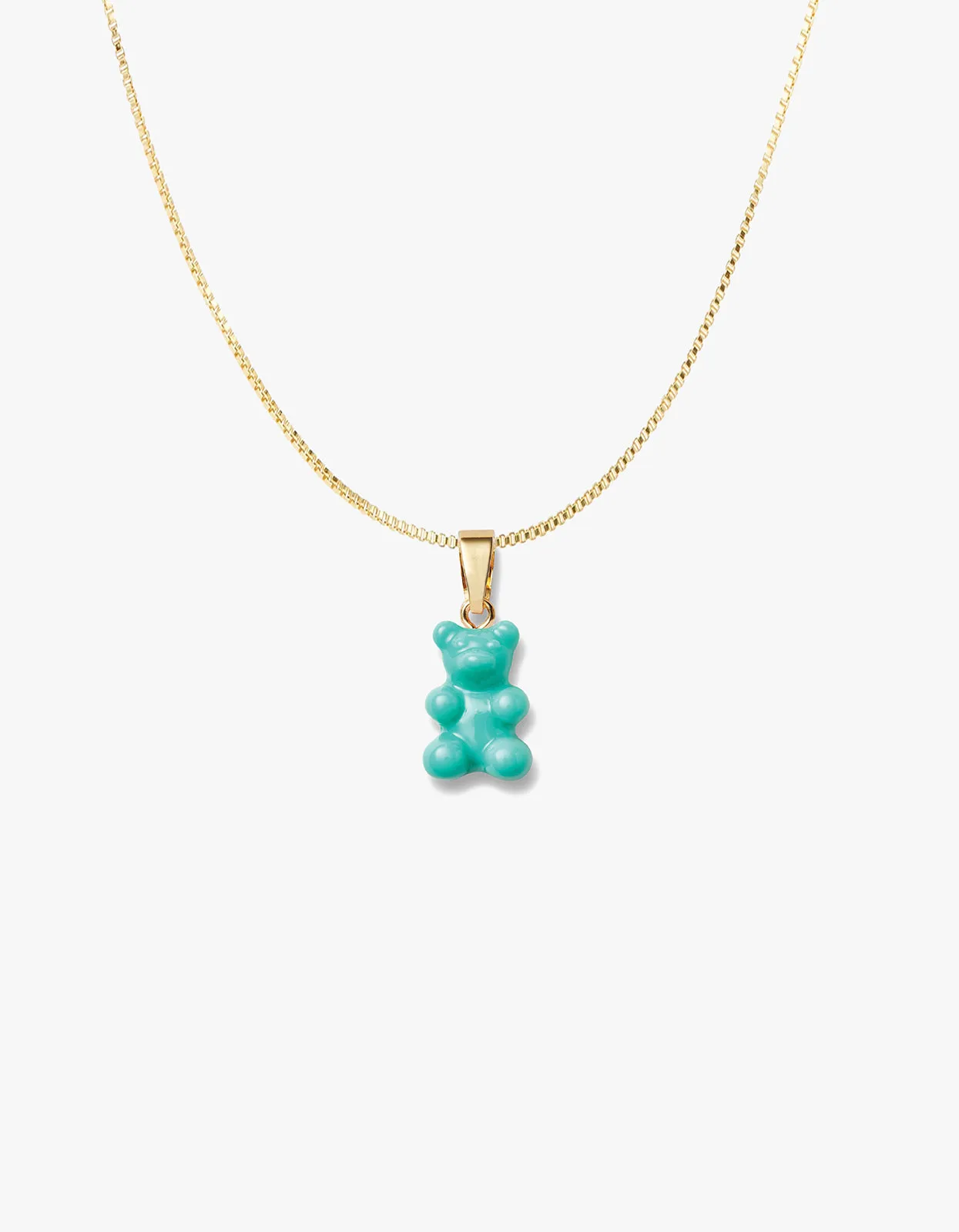 Nostalgia Bear Gold Chain Necklace - Mykonos Blue