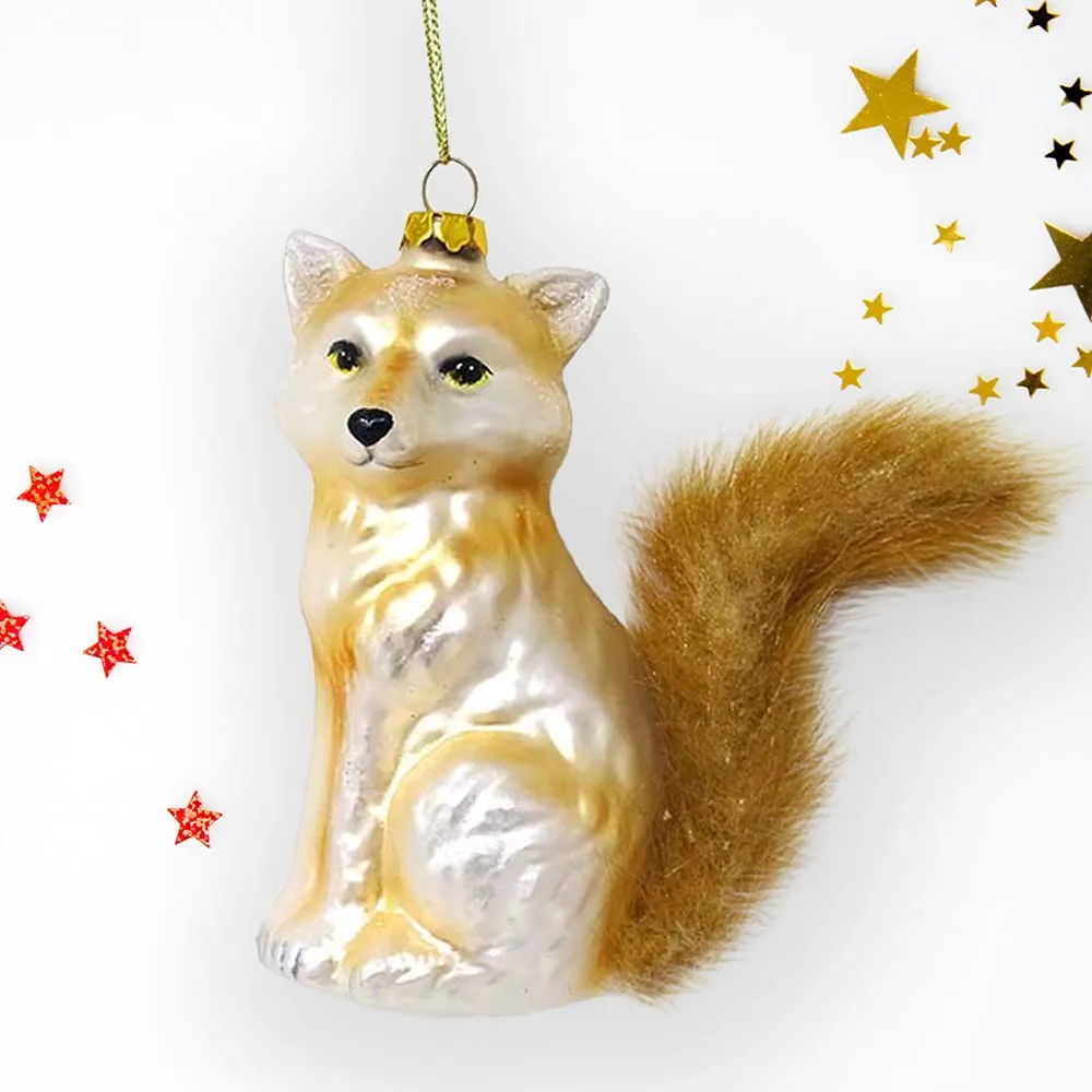 Ornamentally You Woodland Fox Glass Christmas Ornament