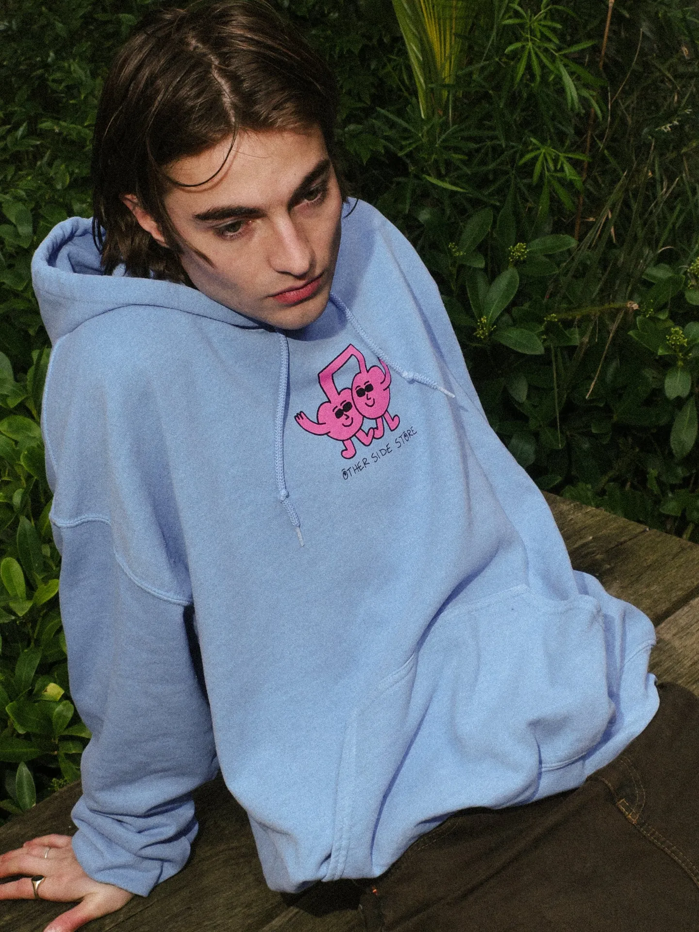 Other Side Store 'Fruity Note' Hoodie - Vintage Washed Baby Blue