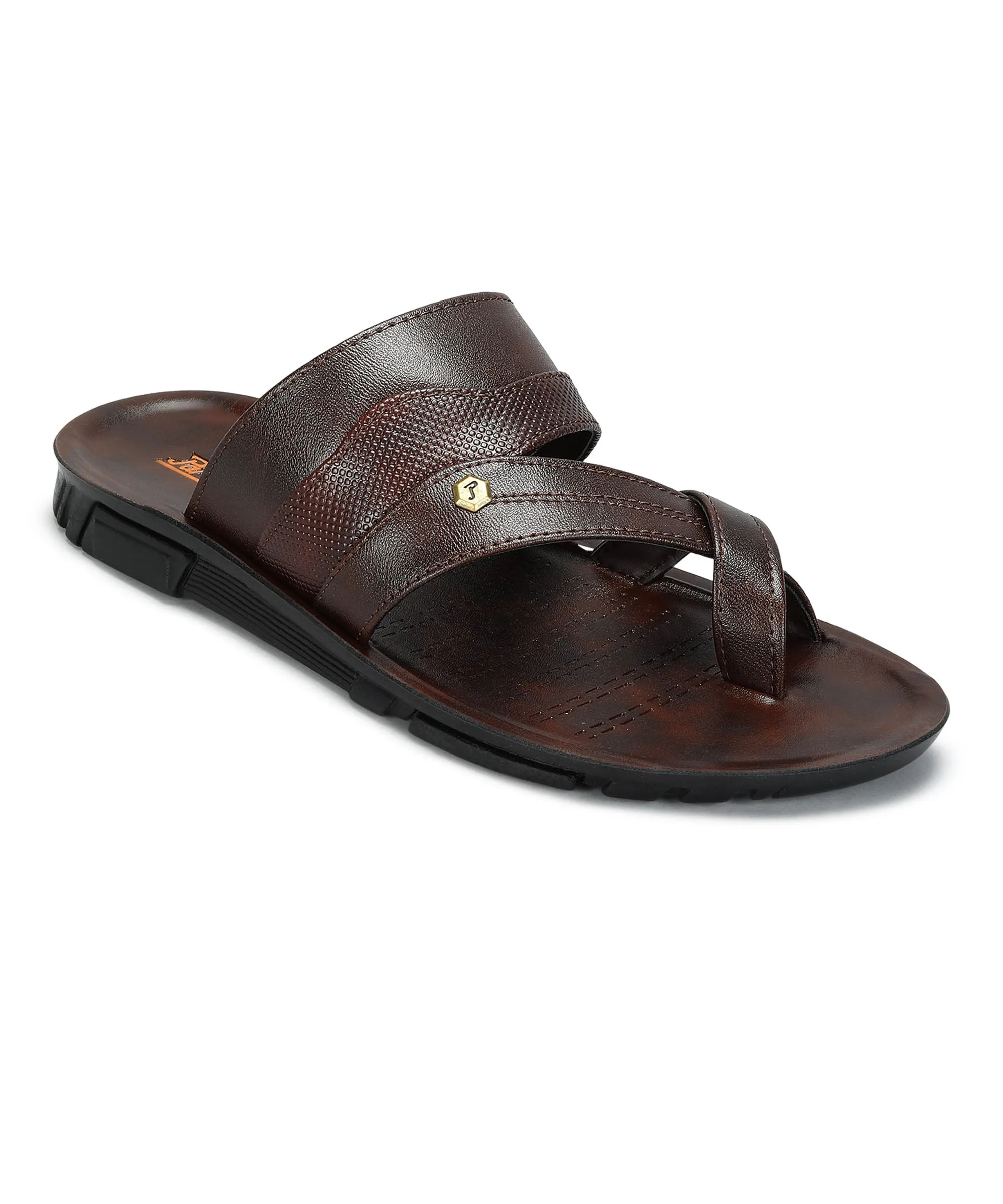 Paragon Men's Slip-on Brown Sandals for Men | Comfortable Sole & Durable