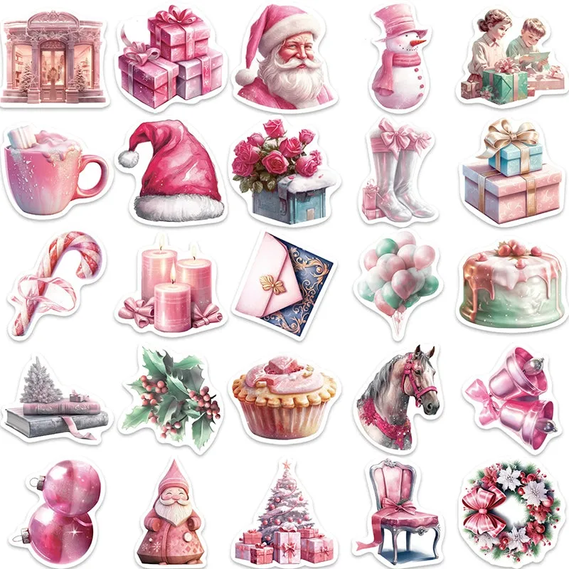 Pink Cartoon Christmas Vinyl Stickers