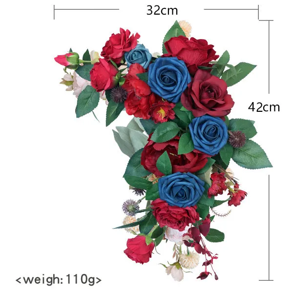 Red Blue Rose Sign Flowers for Wedding Party Decor Proposal