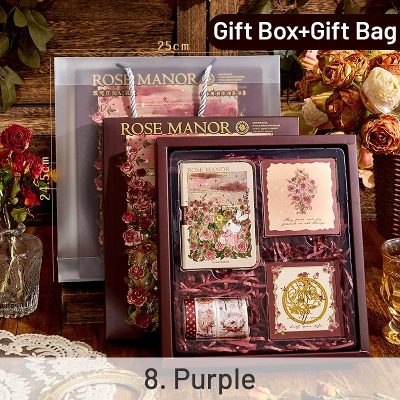 Rose Manor Hot Stamping Journal Decoration Gift Box Set