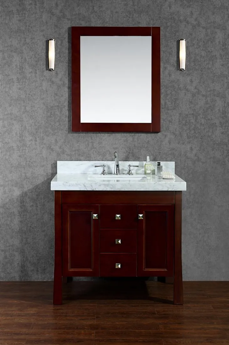 Seacliff by Ariel Greenbrier 36 Single Sink Vanity Set in Walnut