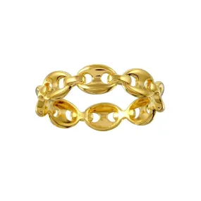 Silver 925 Gold Plated Puff Mariner Design Link Ring