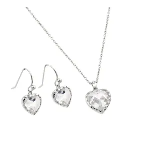 Silver 925 Rhodium Plated Heart Set