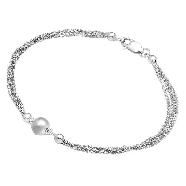 Silver 925 Rhodium Plated Multi Strand Beaded Bracelet