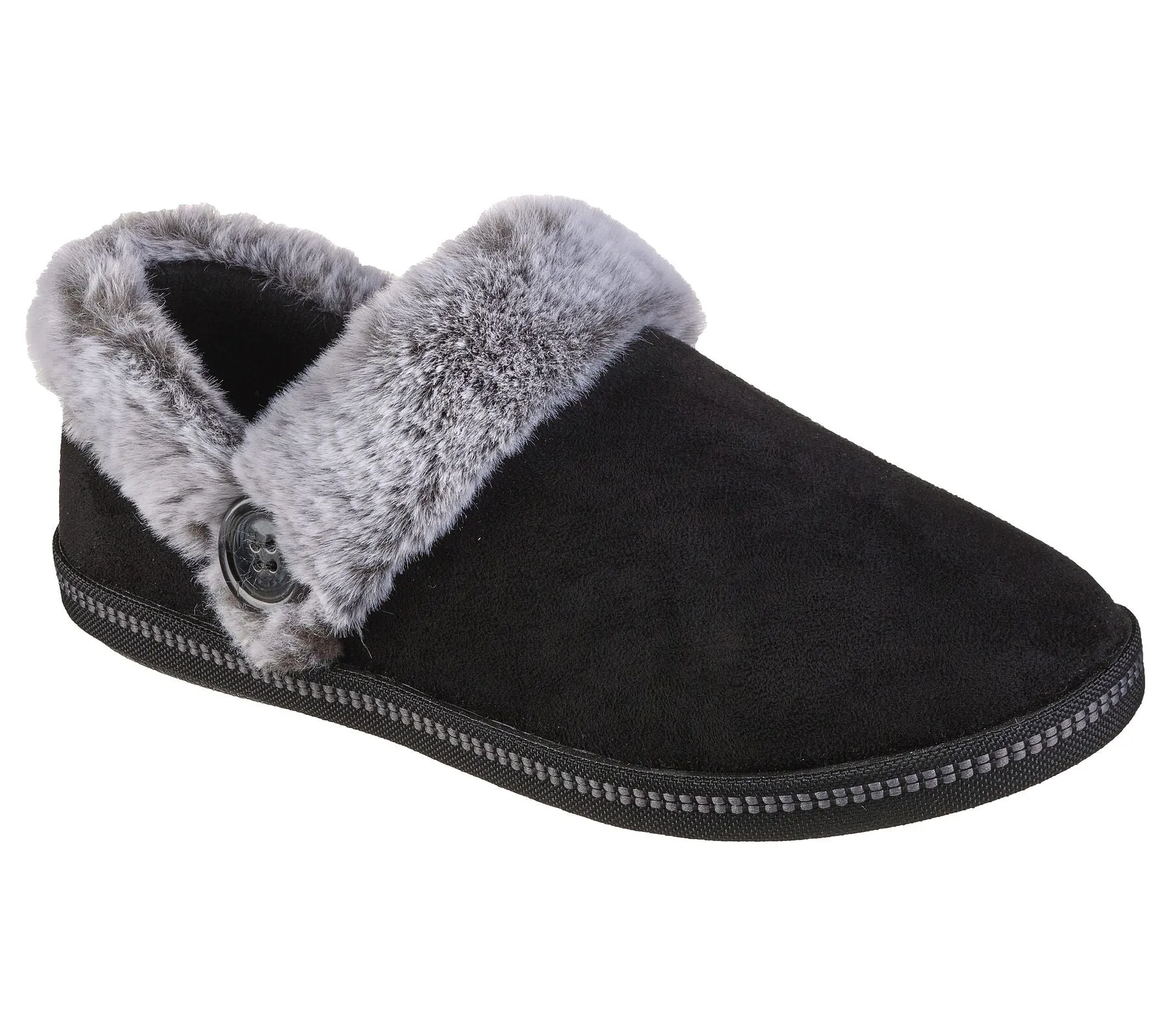 Skechers Womens Cozy Campfire Fresh Toast Vegan Slippers - Black