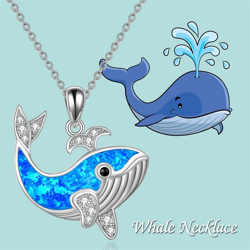 Sterling Silver Created Opal Turtle Dolphin Starfish Pendant Necklace