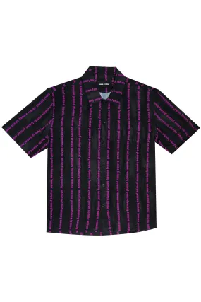 Striped Logo Button Down Black and Pink