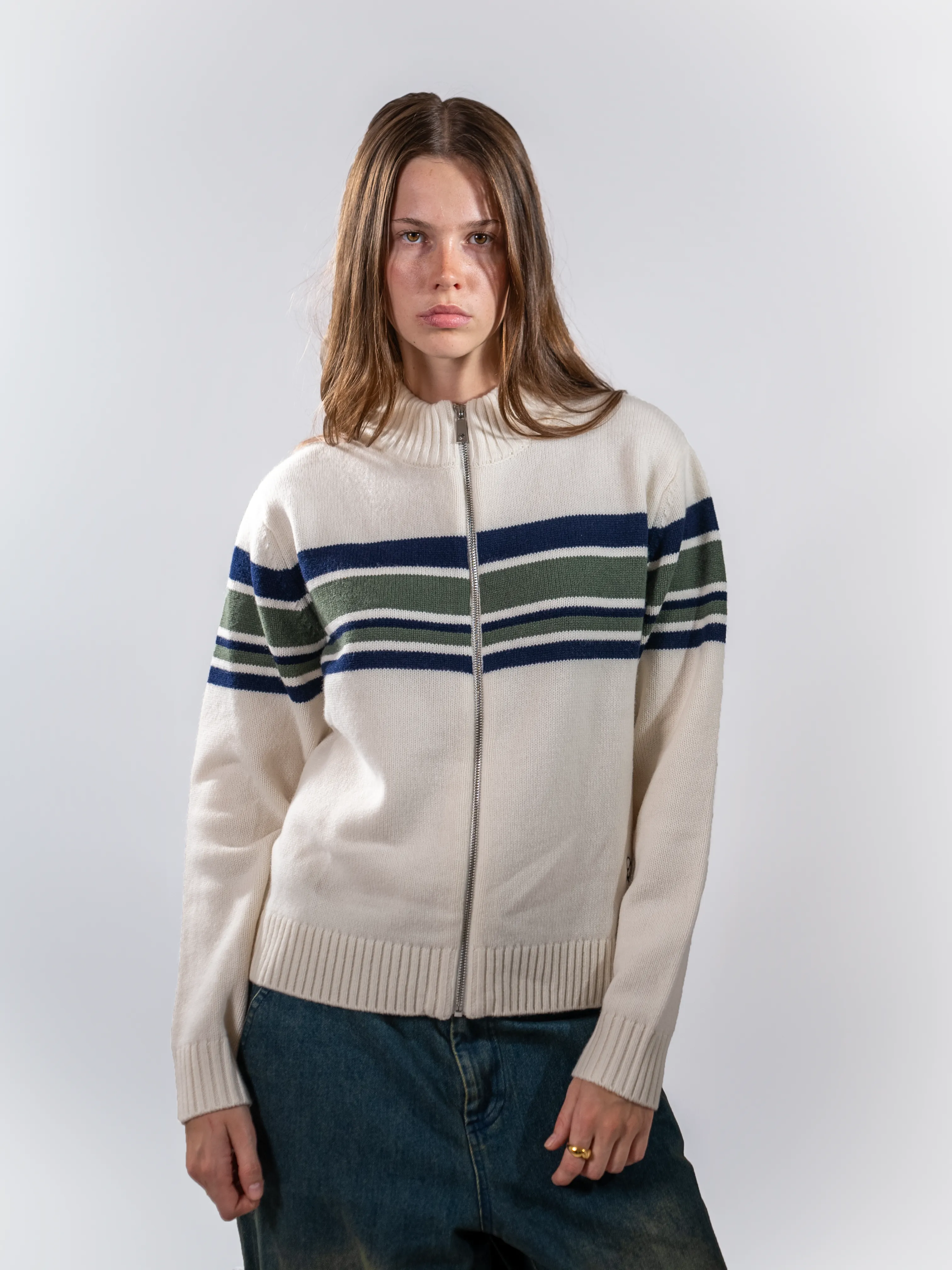 Striped Zip Knit