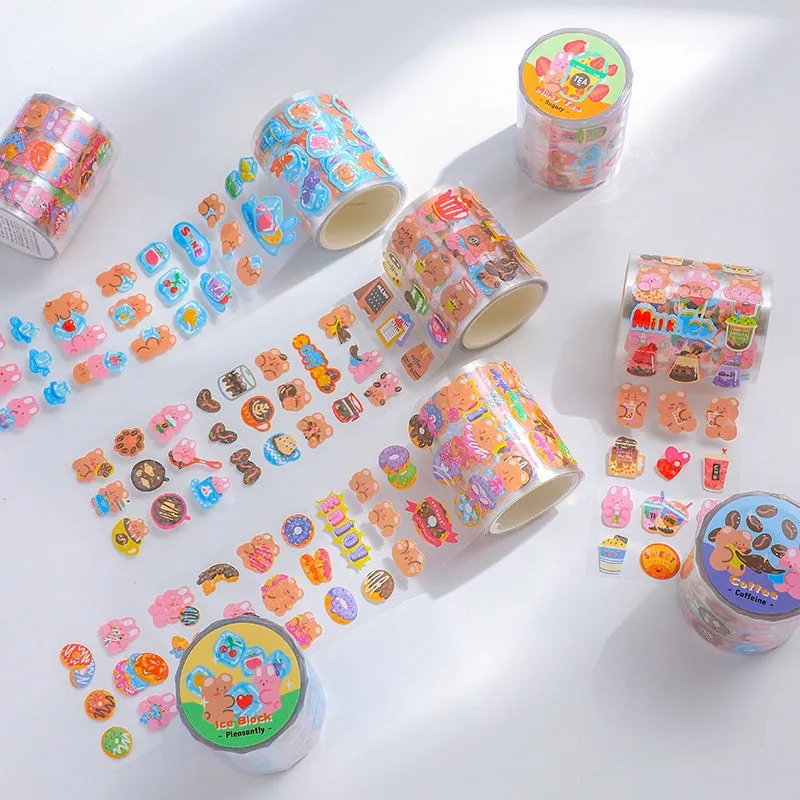 Sweet Story Series Cartoon Animals Rolled Stickers