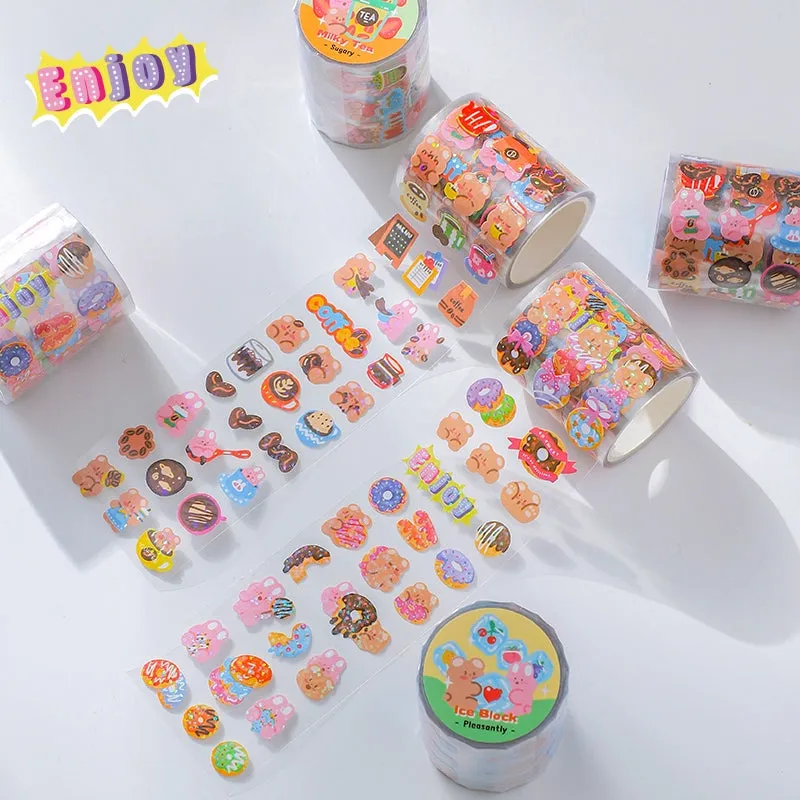 Sweet Story Series Cartoon Animals Rolled Stickers