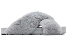 TOMS Womens Susie Eva Faux Fur Vegan Slippers - Grey