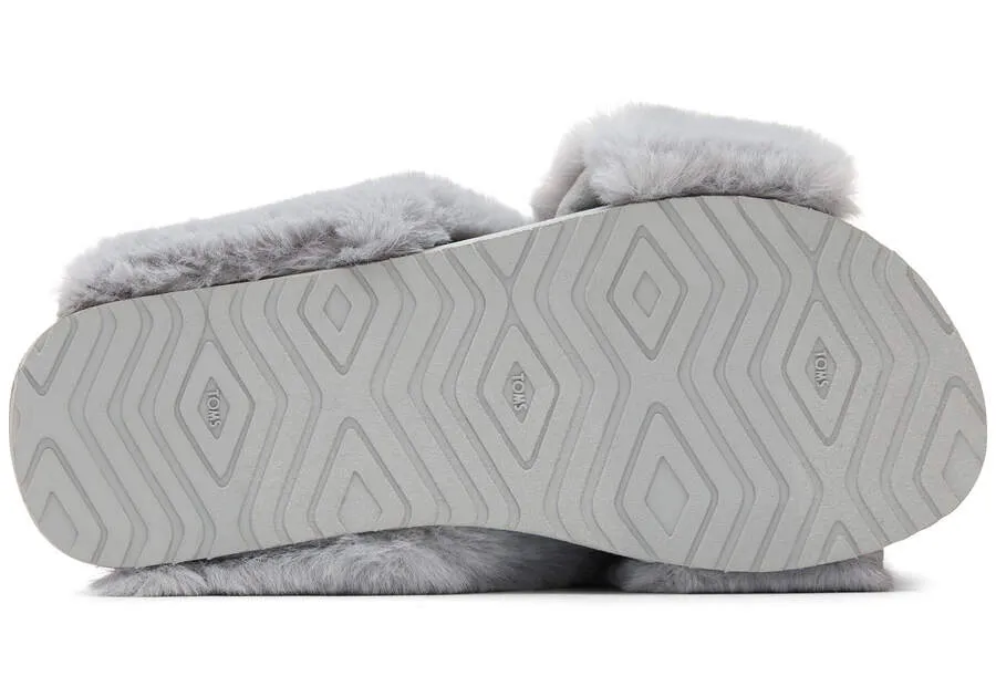 TOMS Womens Susie Eva Faux Fur Vegan Slippers - Grey