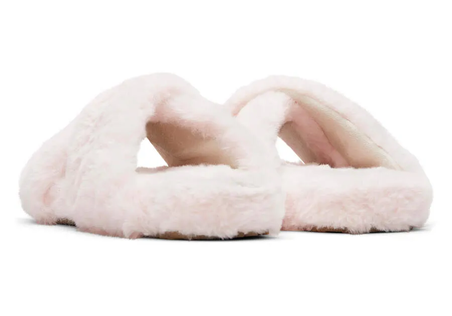 TOMS Womens Susie Faux Fur Vegan Slippers - Pink