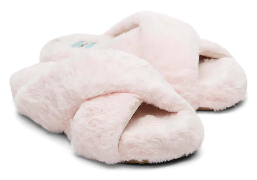 TOMS Womens Susie Faux Fur Vegan Slippers - Pink