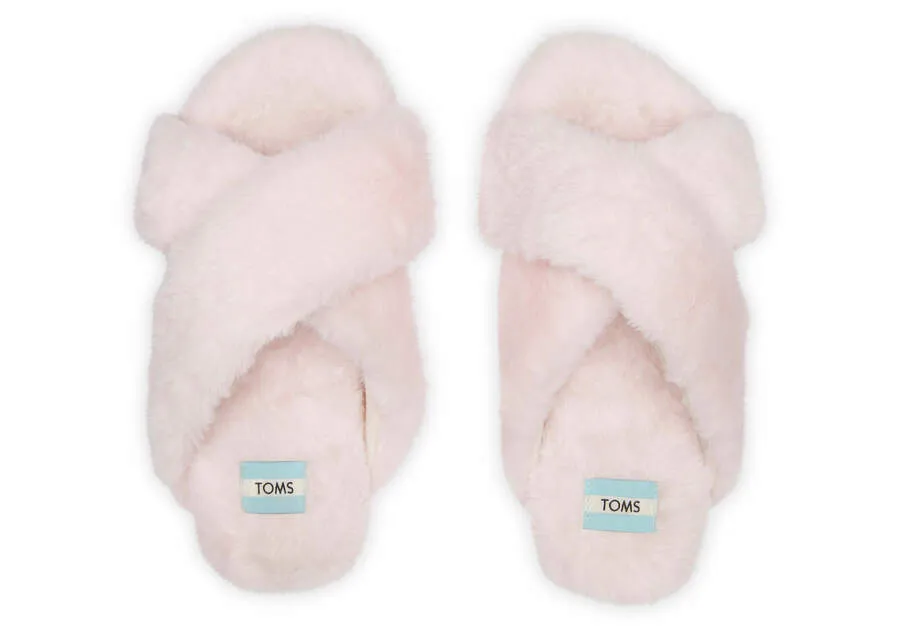 TOMS Womens Susie Faux Fur Vegan Slippers - Pink