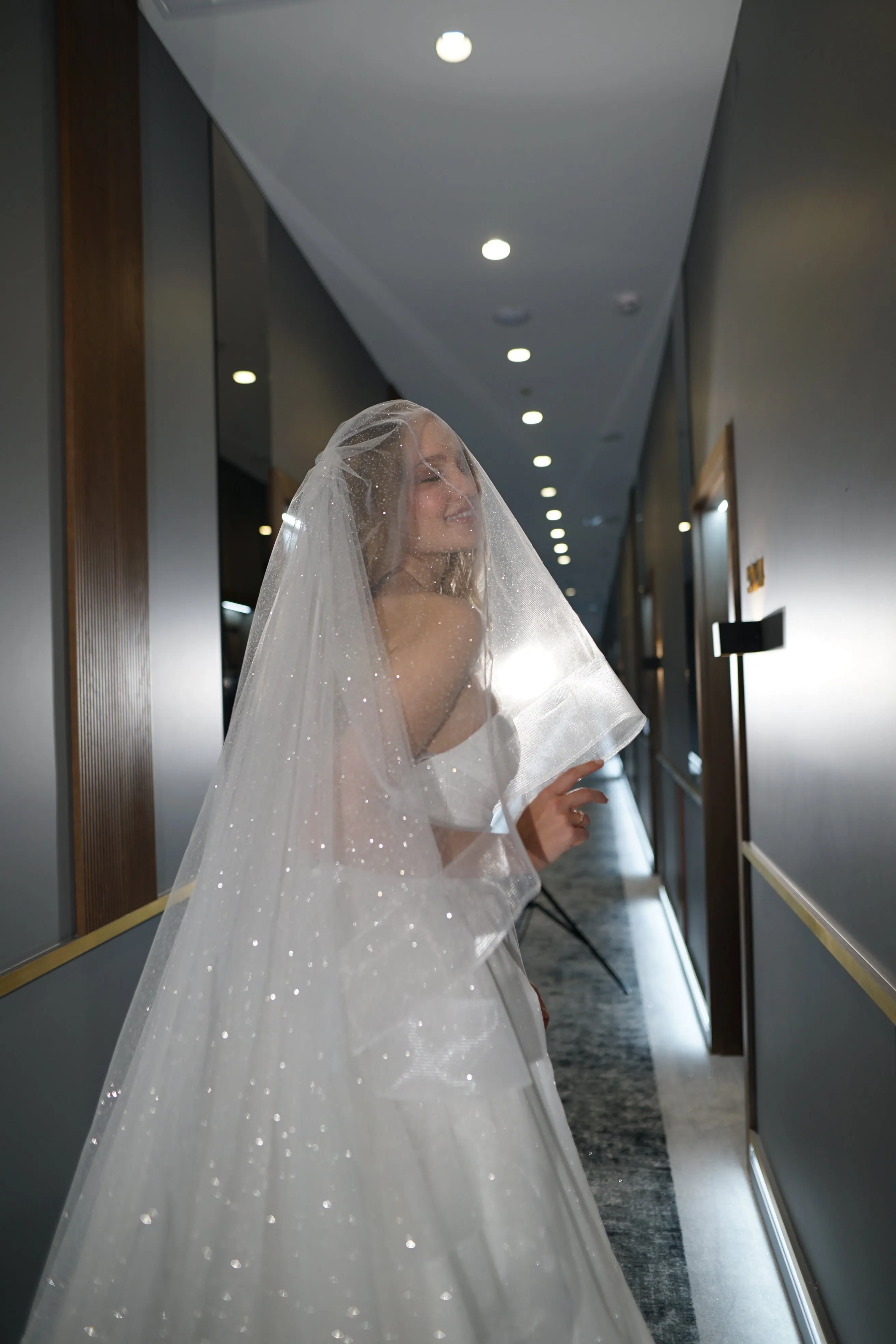 Two-Tier Sparkle Veil Over Ice