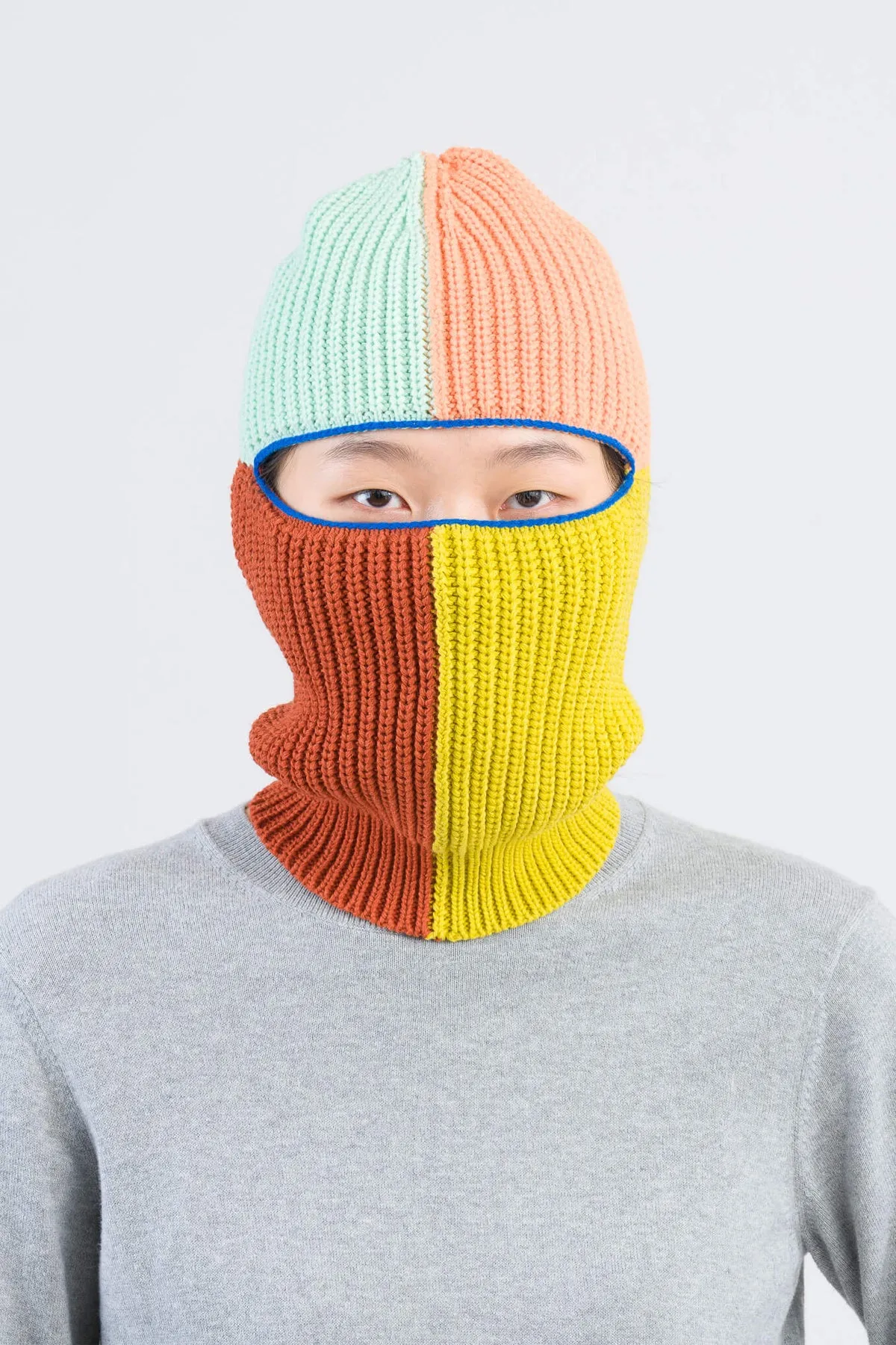 Verloop Quattro Ribbed Colorblock Balaclava Peach Rust