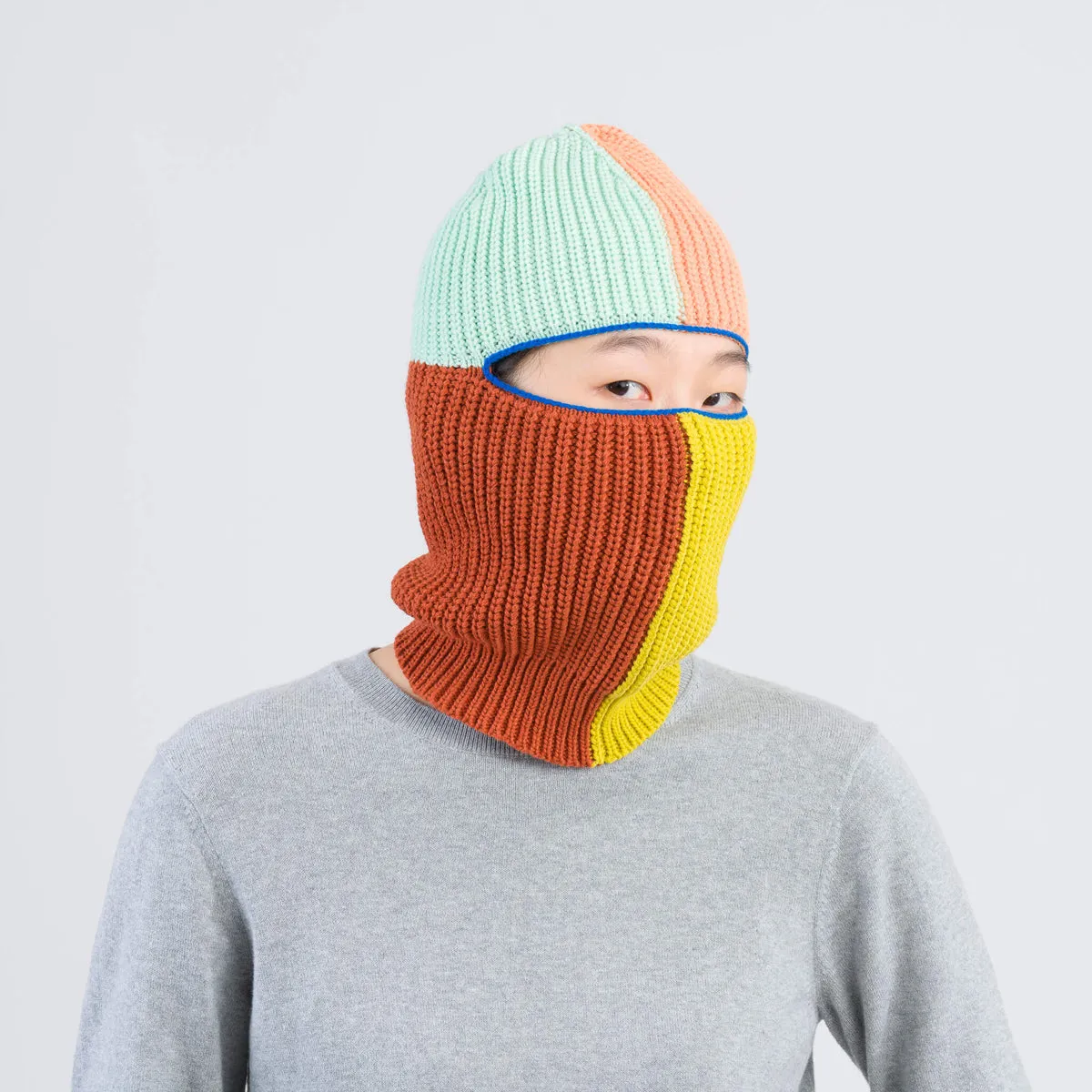 Verloop Quattro Ribbed Colorblock Balaclava Peach Rust