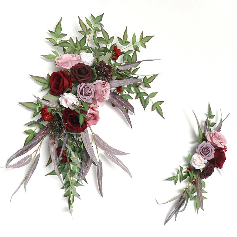 Wedding Arch Flowers Decor with Bean Paste Claret