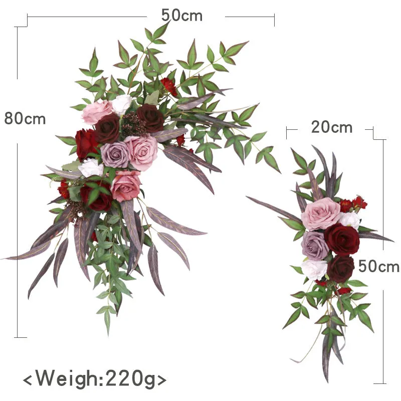 Wedding Arch Flowers Decor with Bean Paste Claret