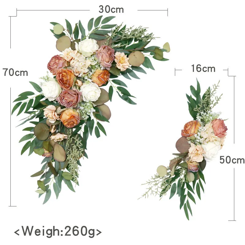 Wedding Arch Flowers Decor with Champagne Orange Burnt Roses