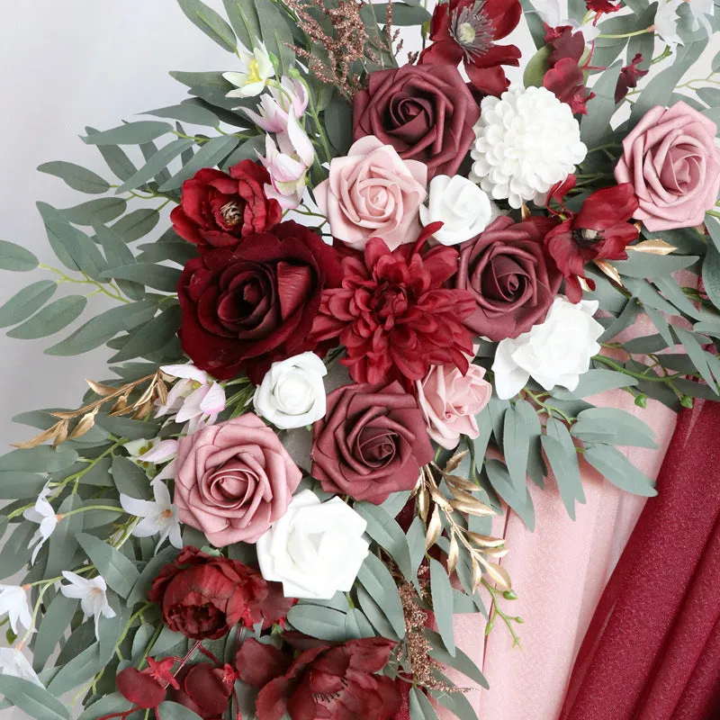 Wedding Arch Flowers Decor with Claret lotus root pink