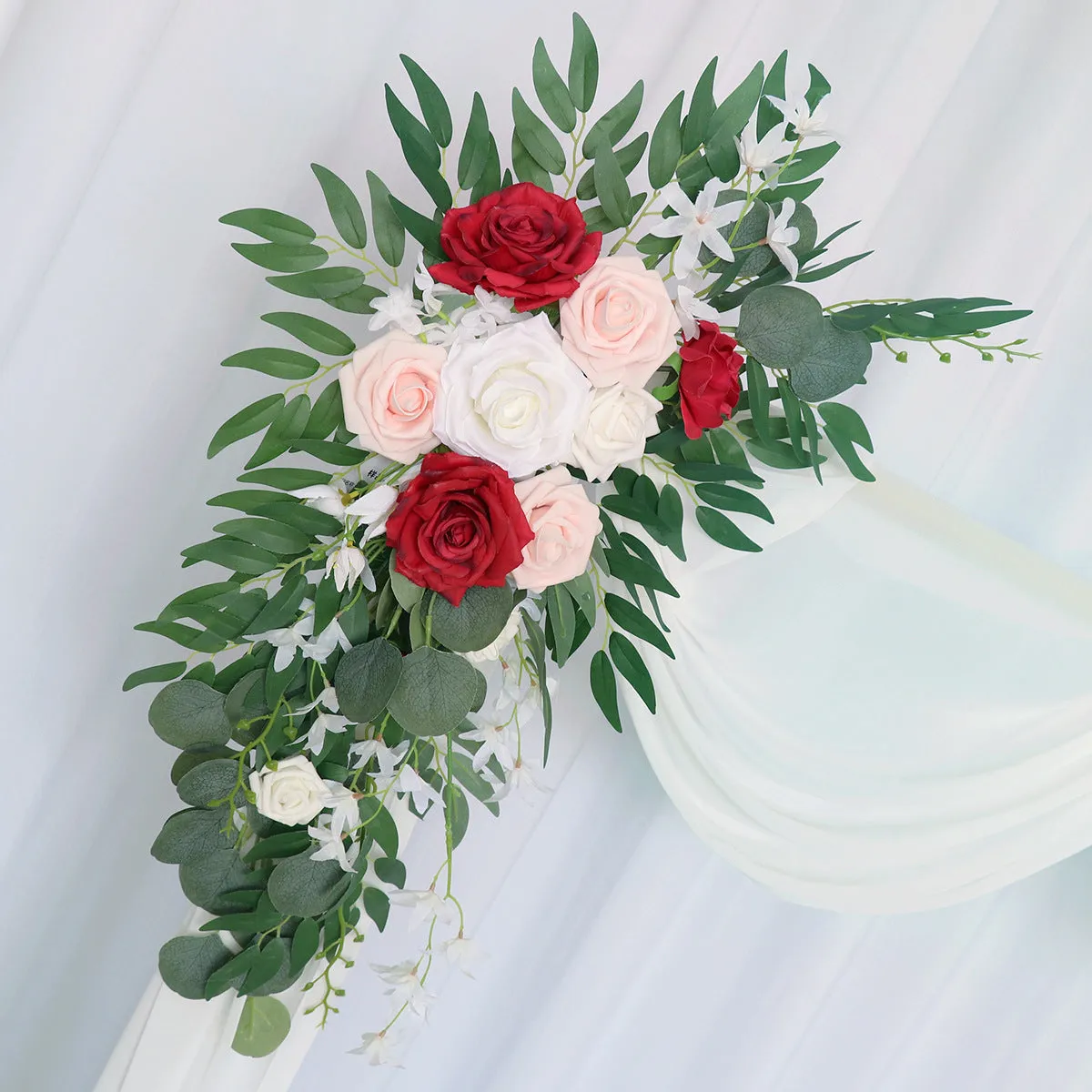 Wedding Arch Flowers Decor with Red Pink Roses