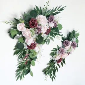 Wedding Arch Flowers Decor with Vintage Lotus Root Powder Light Pink Roses