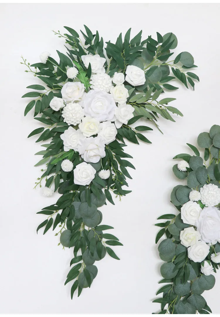 White & Green Arch Flowers for Wedding Party Decor