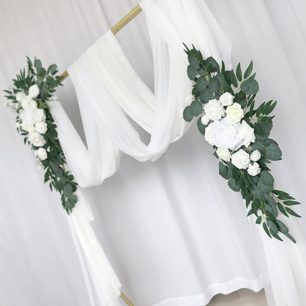 White & Green Arch Flowers for Wedding Party Decor