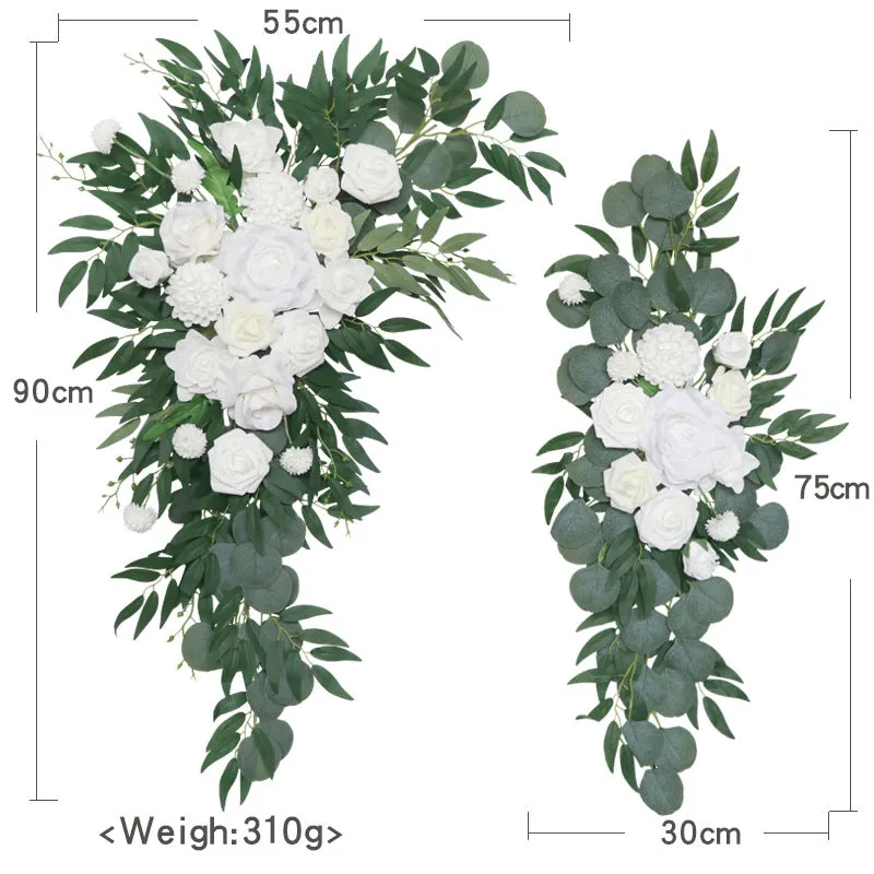 White & Green Arch Flowers for Wedding Party Decor