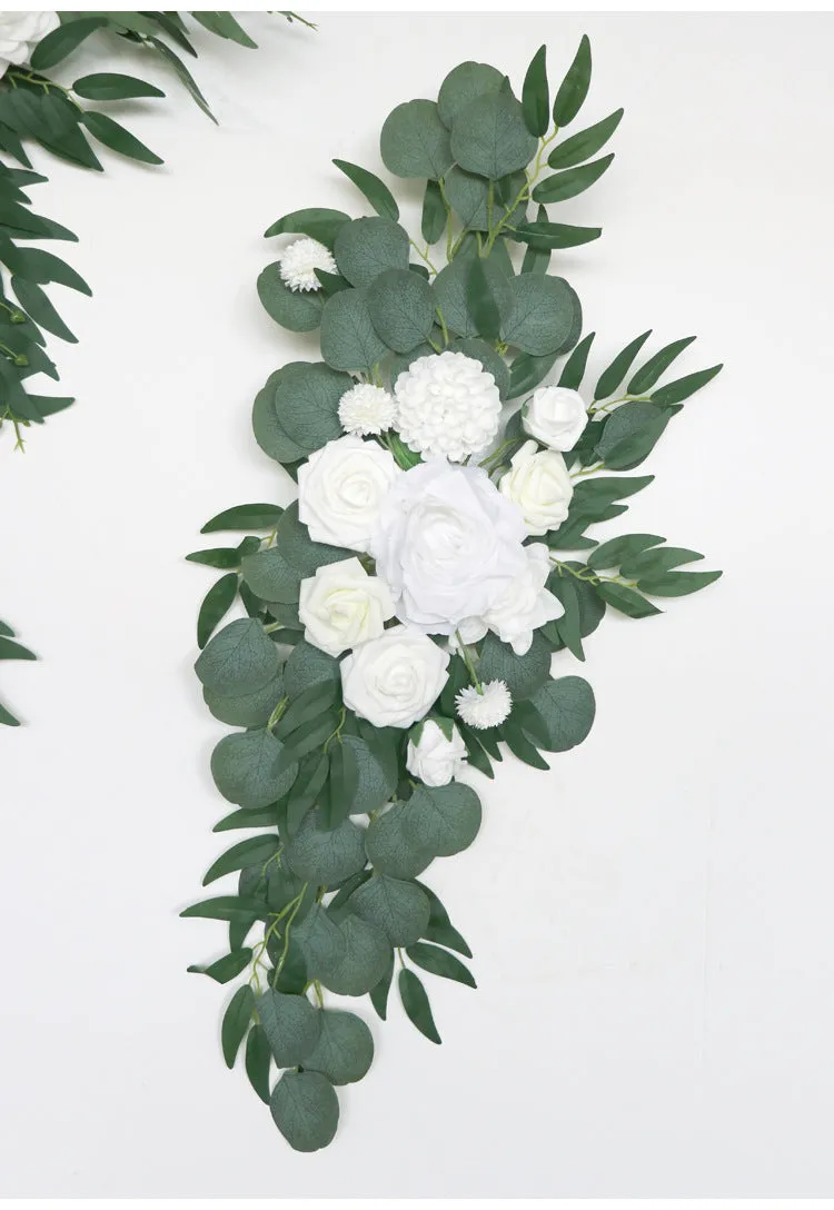 White & Green Arch Flowers for Wedding Party Decor