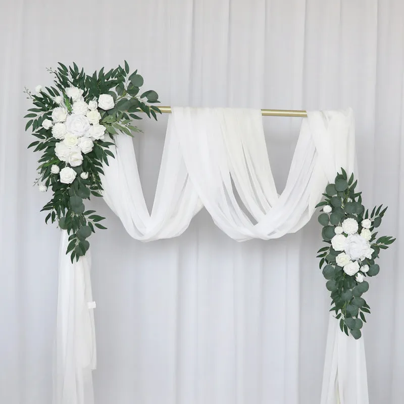 White & Green Arch Flowers for Wedding Party Decor